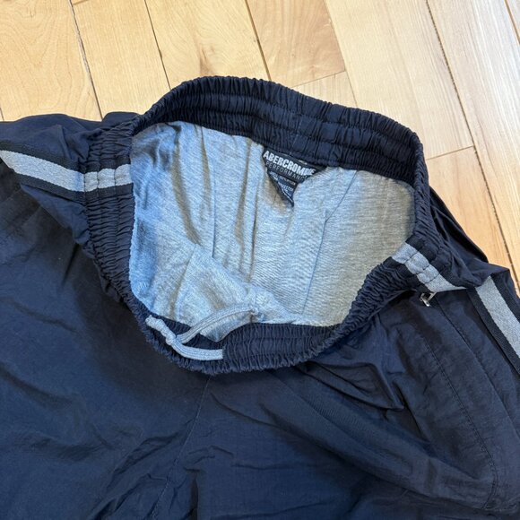 VTG Abercrombie & Fitch Track Pants Mens Small Navy Jersey Lined Zip Legs Korea - Picture 9 of 13